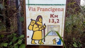 Pannello via Francigena sul Percorso Riserva Naturale Insugherata Roma